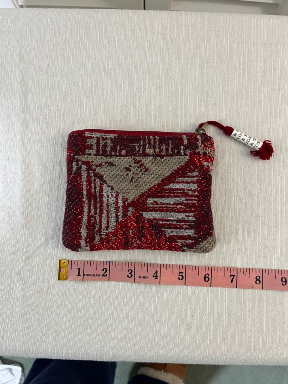 America & Beyond beaded Red and Silver Geometric Pouch